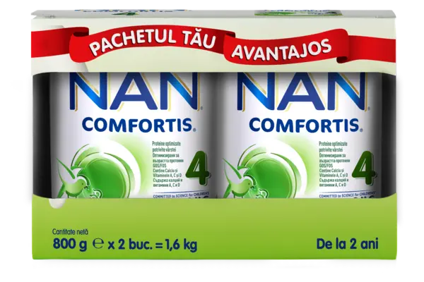 Pachet Nan 4 Comfortis +2 ani, 2 x 800g, Nestle