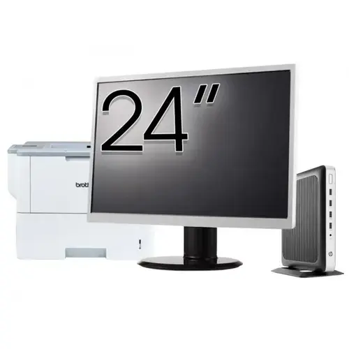 Pachet PC refurbished HP T630 Thin Client, AMD GX-420GI 2.00GHz, 8GB DDR4, 32GB SSD Flash + Monitor 24" & Imprimanta Brother HL-L6300DW