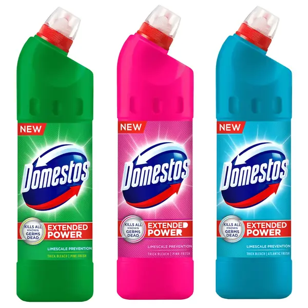Pachet promo 3 x Domestos Trio Mix Extended Power, 750 ml, Pine Pink Atlantic Fresh
