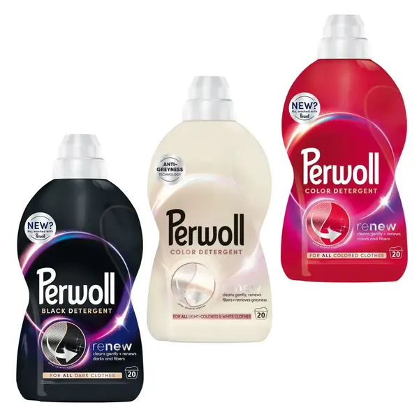 Pachet promo 3 x Perwoll Detergent lichid, 1 L, 20 spalari, Renew Black Light Color