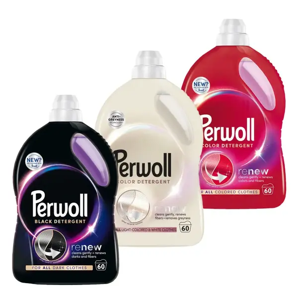 Pachet promo 3 x Perwoll Detergent lichid, 3L, 60 spalari, Renew Black Light Color