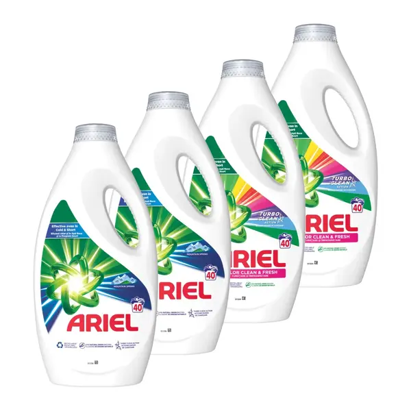 Pachet promo 4 x Ariel Detergent lichid, 1.8 L, 40 spalari, Mountain Spring Color