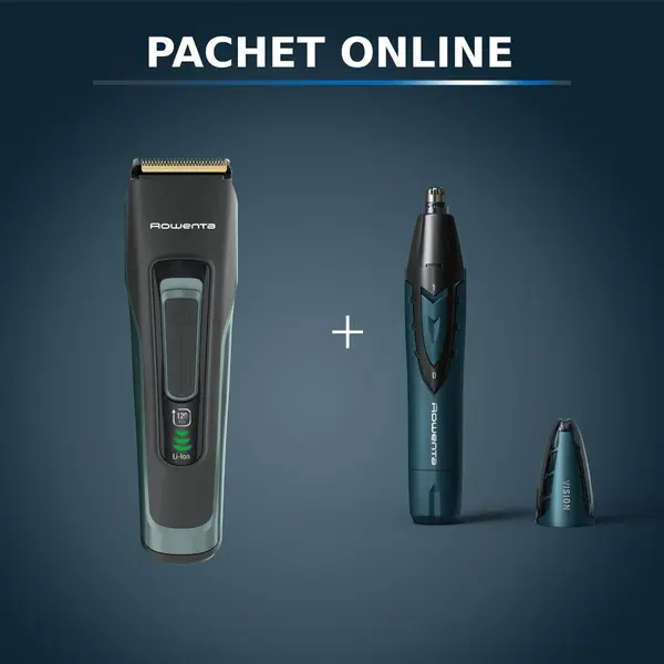 Pachet PROMO Aparat de tuns parul si barba Rowenta Advancer TN5224E0 & Trimmer pentru nas & urechi Rowenta Vision TN3011F0