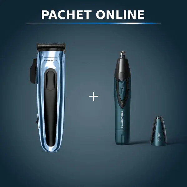 Pachet PROMO Aparat de tuns Rowenta Barber Experience TN1551E0 & Trimmer pentru nas & urechi Rowenta Vision TN3011F0