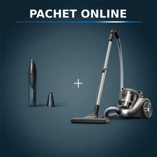 Pachet PROMO Aspirator fara sac Compact Power XXL RO4B30EA si Trimmer pentru nas & urechi Rowenta Vision TN3011F0
