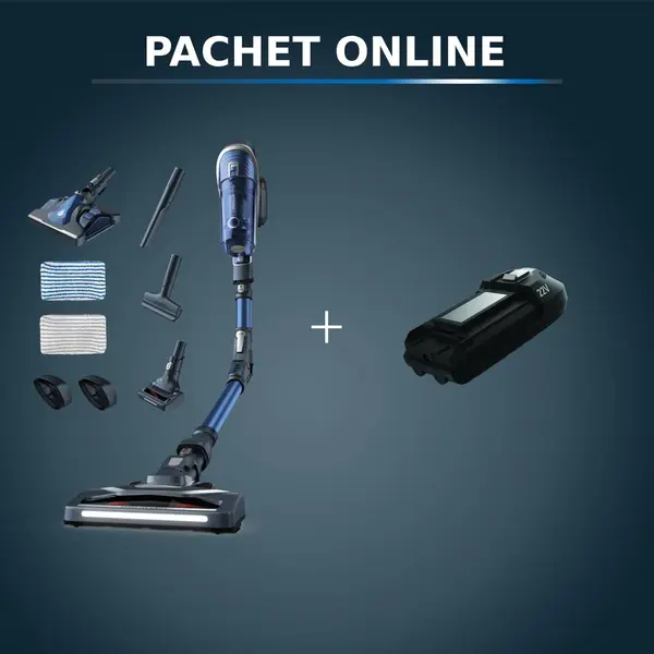 Pachet PROMO Aspirator vertical Rowenta X-Force Flex 8.60 Aqua RH9690WO & Baterie Rowenta ZR009700 22V Lithium-ion