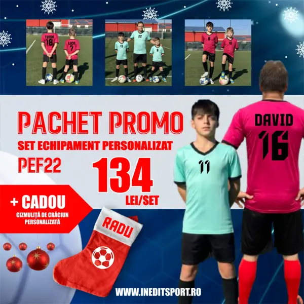 PACHET PROMO KIT INEDIT SPORT Echipament fotbal personalizat copii si adulti PEF22PP 4XS, VERDE DESCHIS