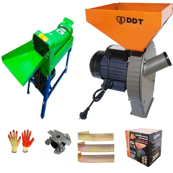 Pachet promo Moara cereale, uruiala si stiuleti, 3.5 Kw + Batoza Masina de porumb electrica pentru curatat porumb, DDT Profi, motor inclus, 1500 W, 800 kg h