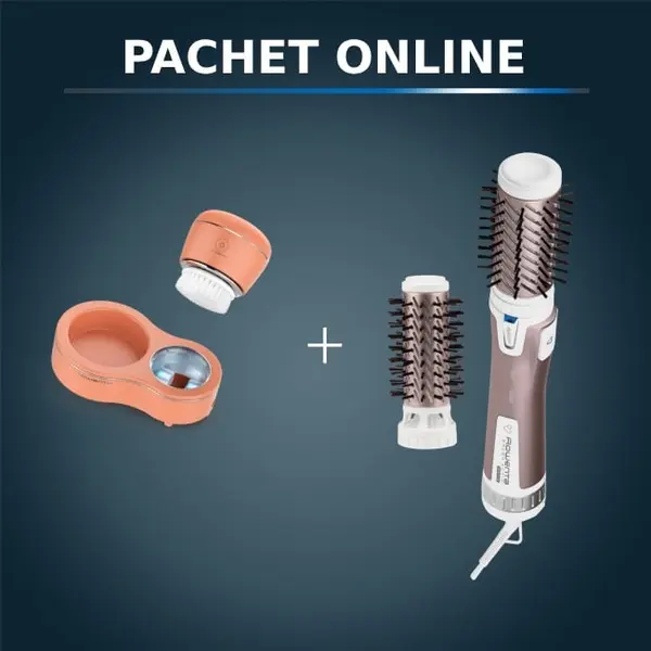 Pachet PROMO Perie rotativa Rowenta Brush Activ' Premium Care CF9540 & Perie electrica de curatare faciala Rowenta My Beauty Routine Anti-Blemish LV40