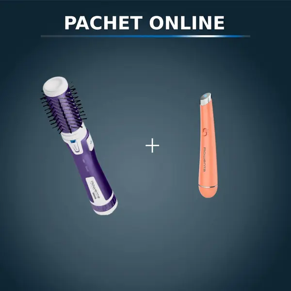 Pachet PROMO Perie rotativă Rowenta Brush Activ' Volume&Shine 2 CF9530F0 & Aparat de masaj anti-oboseala pentru ochi Rowenta My Beauty Routine LV2010