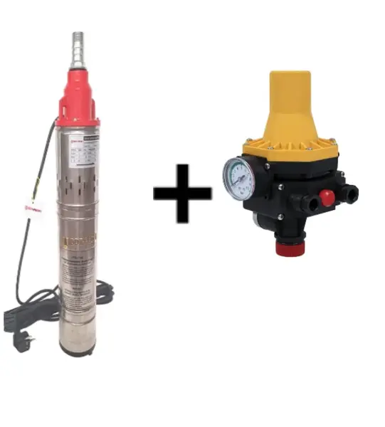 Pachet promo Pompa submersibila, Bobinaj 100% cupru, DDT-PROFI, QGD120-1.2 , 1.2 kW, Inox + Fonta, 3 m ³ h, 120 m + Prescontrol LS6