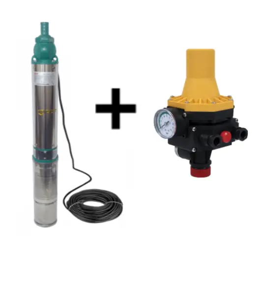 Pachet promo Pompa submersibila de mare adancime, DDT, QJD120-1.5, 1500 W, Inox, 8 + Presostat electronic automat DDT LS6, 1.1kW