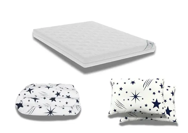Pachet Promo: Saltea HypoallergenicMed PolyCotton 180x200x16 + Pilota bumbac Stelute 200x220 + 2 Perne bumbac Stelute 50x70