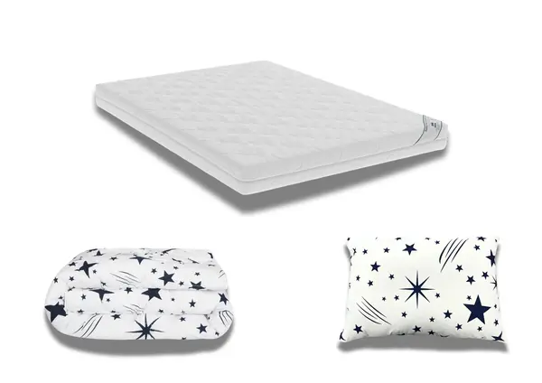 Pachet Promo: Saltea HypoallergenicMed PolyCotton 90x200x16 + Pilota bumbac Stelute 150x200 + 1 Perna bumbac Stelute 50x70