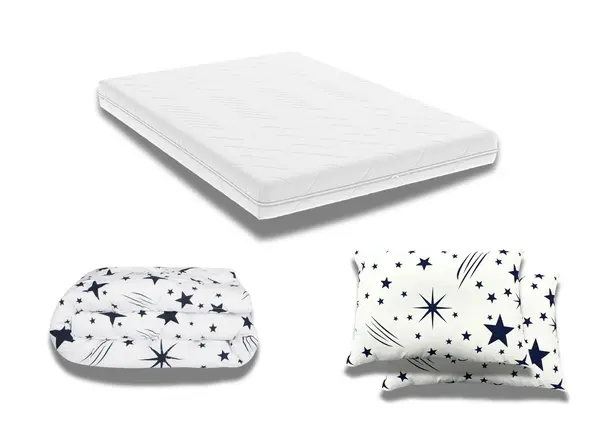 Pachet Promo: Saltea Optimax Ortopedic 140x200x18 + Pilota bumbac Stelute 180x200 + 2 Perne bumbac Stelute 50x70
