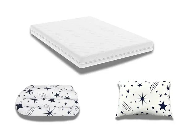 Pachet Promo: Saltea Optimax Ortopedic 90x200x18 + Pilota bumbac Stelute 150x200 + 1 Perna bumbac Stelute 50x70