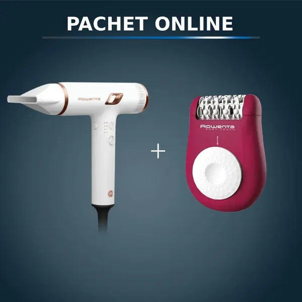 Pachet PROMO Uscator de par compact Rowenta Nano HY8140F0 & Epilator Rowenta Easy Touch EP1120F1