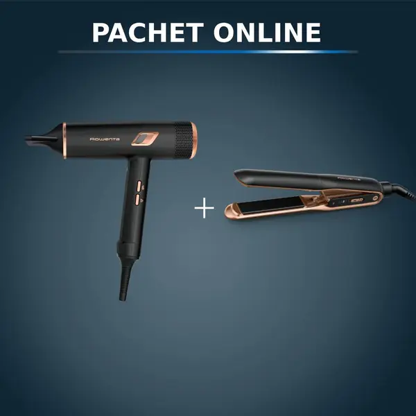 Pachet PROMO Uscător de păr Rowenta Ultimate Experience Maestria CV9920F0 & Placă de îndreptat părul Rowenta Ultimate Experience SF8120F0
