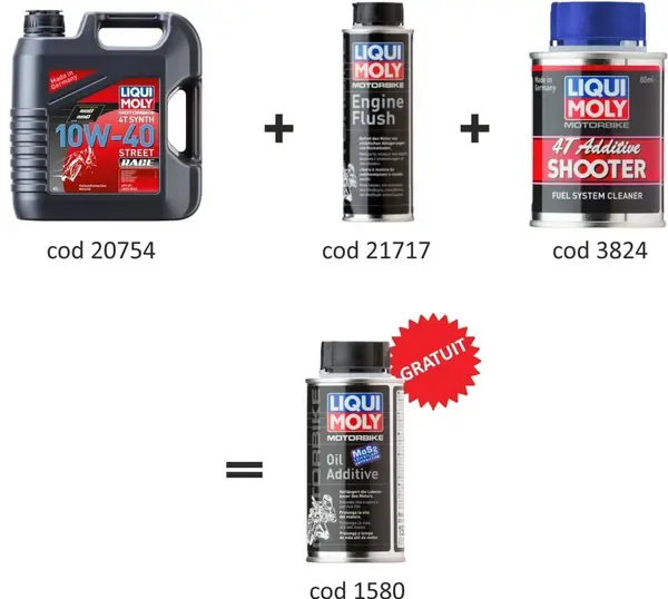Pachet schimb ulei Liqui Moly Motorbike 10W-40 Street Race