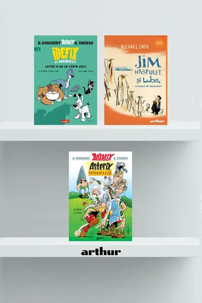 Pachet școlar clasa a III-a (Jim Năsturel și Lukas, mecanicul de locomotivă, Idefix 1, Asterix 1) - Michael Ende, René Goscinny