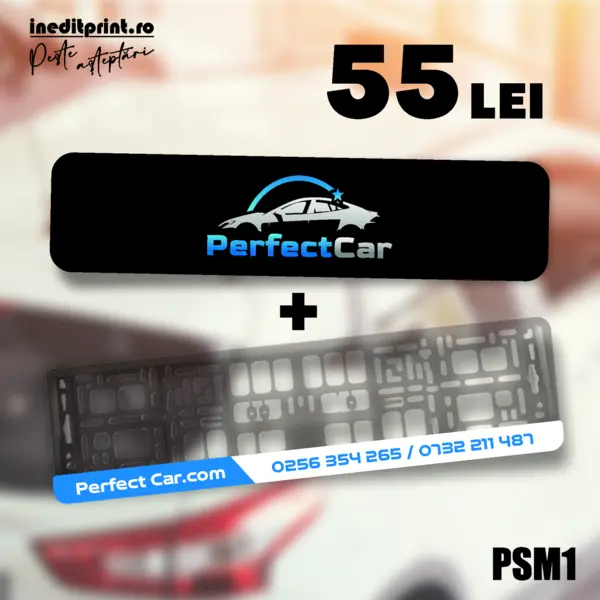 PACHET suport si placuta auto personalizata PSM1