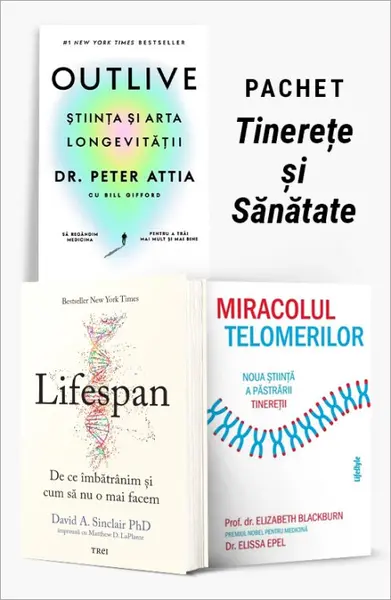 Pachet Tinerețe și Sănătate. Outlive/Lifespan/Miracolul telomerilor - Dr. Peter Attia