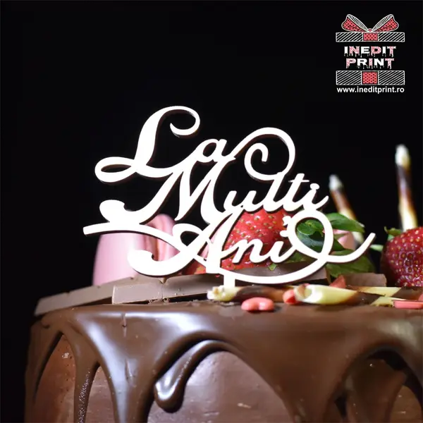 Pachet Topper Tort La multi ani TC31 Auriu, 8x8cm, 25 bucați
