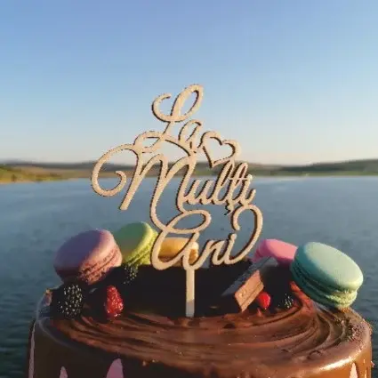 Pachet Topper Tort La multi ani TC381 Alb, 8x8cm, 10 bucați