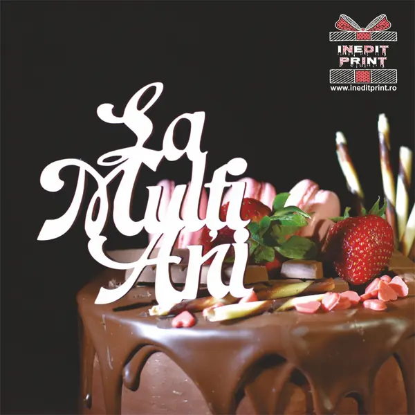 Pachet Topper Tort La multi ani TC56 Alb, 8x8cm, 5 bucați