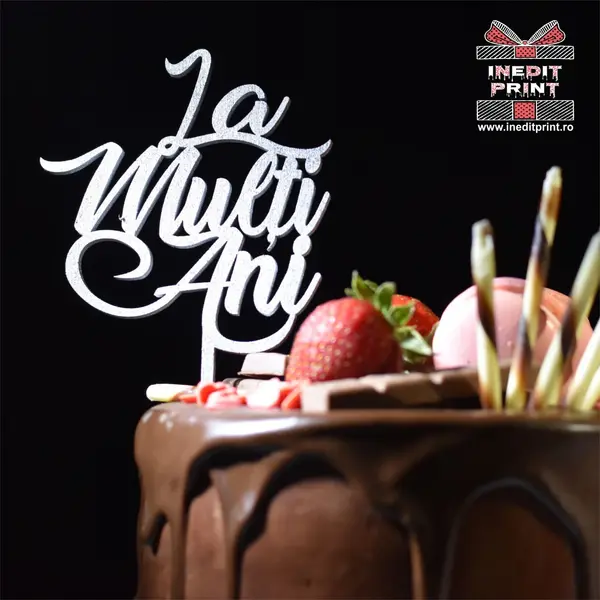 Pachet Topper Tort La multi ani TC57 Alb, 8x8cm, 200 bucați