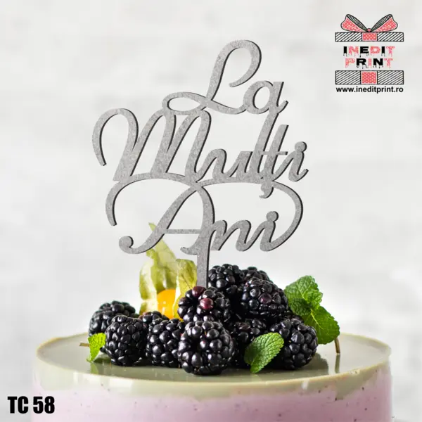Pachet Topper Tort La multi ani TC58 Argintiu, 15x15cm, 200 bucați