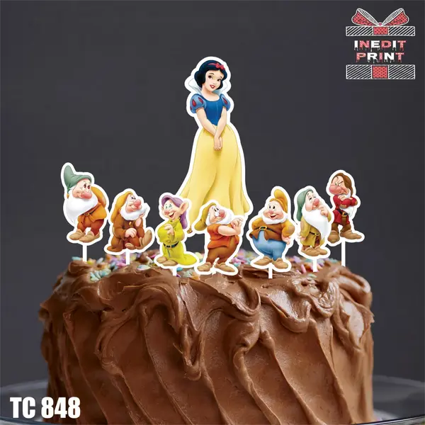 Pachet toppere tort UV Alba ca zapada si piticii TC848 Plexiglass alb