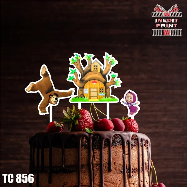 Pachet toppere tort UV Masha si ursul TC856 13cm, MDF