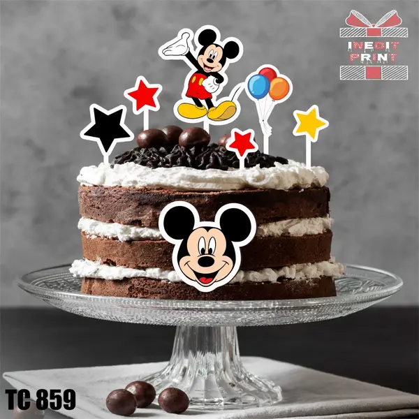 Pachet toppere tort UV Mickey Mouse TC859 Plexiglass alb