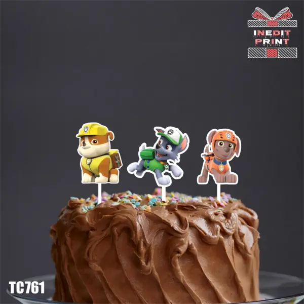 Pachet toppere tort UV Patrula Catelusilor TC761 5X5cm, Plexiglass alb