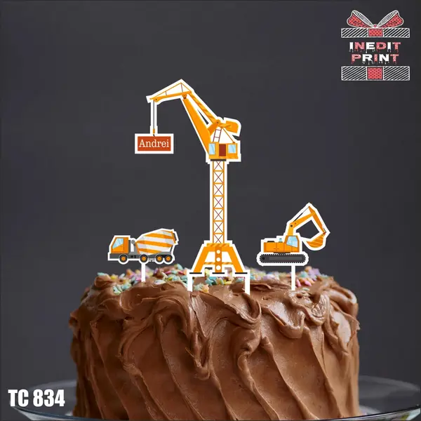 Pachet toppere tort UV Personalizat Constructii TC834 MDF