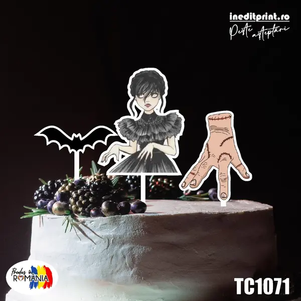 Pachet toppere tort UV Wednesday TC1071 1 Set, Plexiglass alb