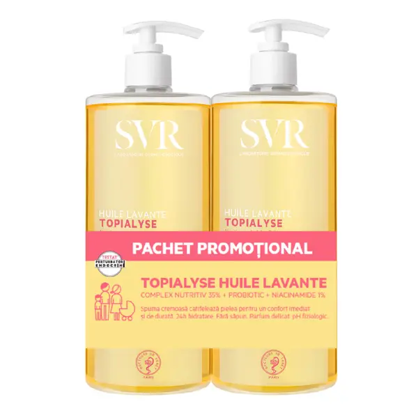 Pachet Ulei micelar lavant pentru fata si corp Topialyse, 2*1L, SVR