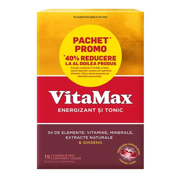 Pachet Vitamax, 15 capsule moi + 15 capsule moi, Perrigo