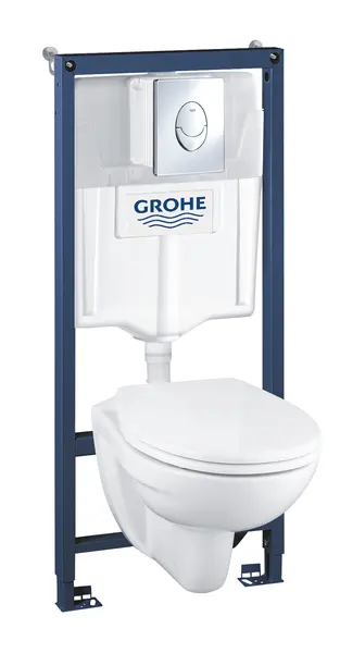 Pachet WC 4 in 1 Grohe Solido Perfect 39192000, suspendat, cadru, capac, placuta, elemente montaj, Alb