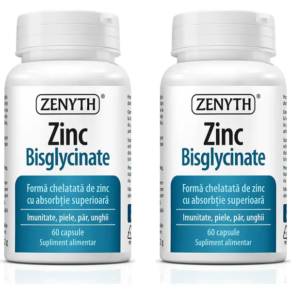 Pachet Zinc Bisglycinate (Zinc Bisglicinat) 60cps + 60cps