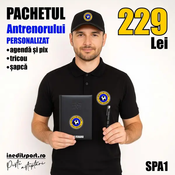 PACHETUL Antrenorului personalizat - SPA1 XXL, Tricou polo negru