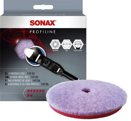 Pad hibrid din burete cu blana sintetica si naturala, abraziv, 125mm SONAX