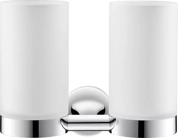Pahar baie Duravit Starck T 0099481000, montare pe perete, dublu, sticla/metal, Crom lucios