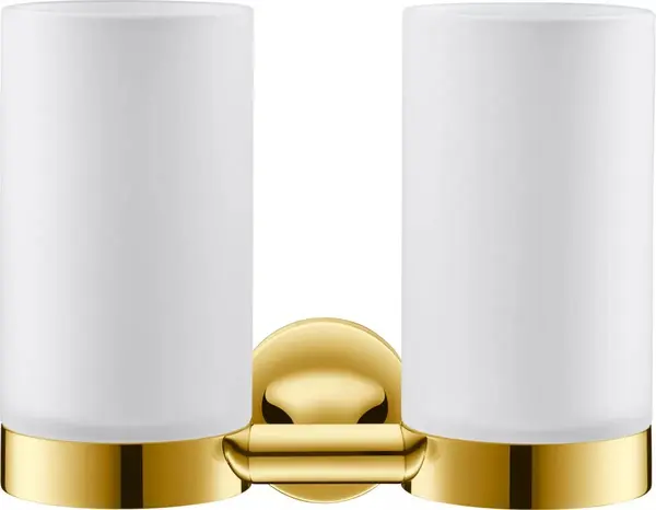 Pahar baie Duravit Starck T 0099483400, montare pe perete, dublu, sticla/metal, Auriu lucios