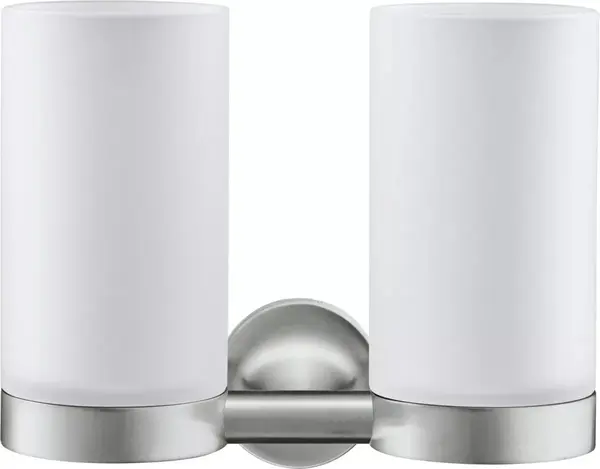 Pahar baie Duravit Starck T 0099487000, montare pe perete, dublu, sticla/metal, Otel satinat
