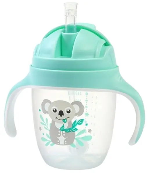 Pahar cu paie care nu se varsa Babyono - Be Active, 240 ml, Mint
