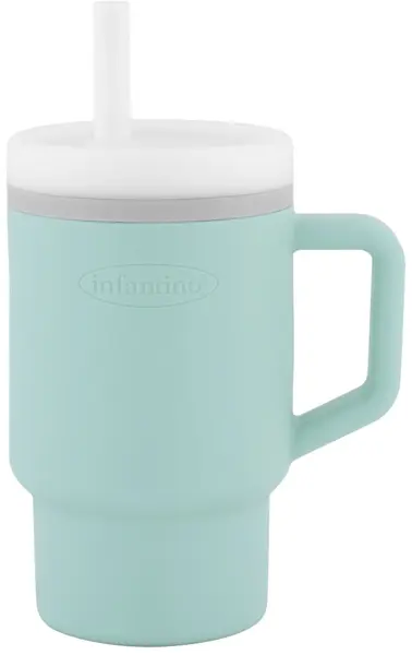 Pahar din silicon cu pai Infantino - 270 ml, albastru
