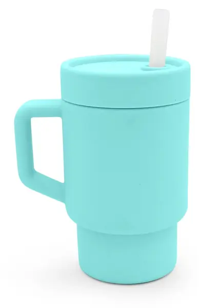 Pahar din silicon cu pai Melii - 265 ml, albastru