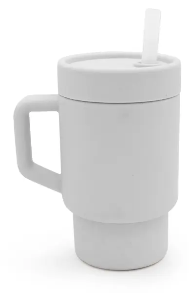 Pahar din silicon cu pai Melii - 265 ml, gri